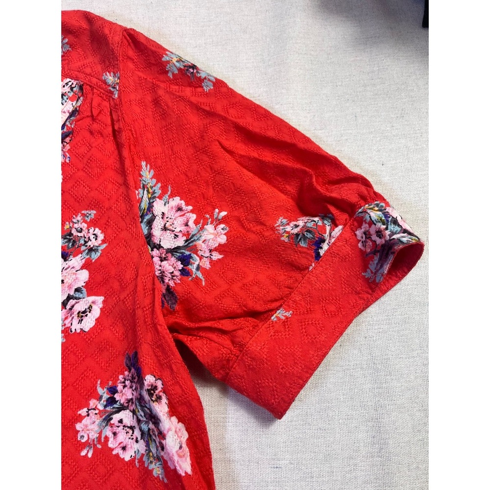 Anthropologie Maeve Hansley Orange Floral V Neck Boho Top Womens sz 10 Summer - Picture 6 of 16